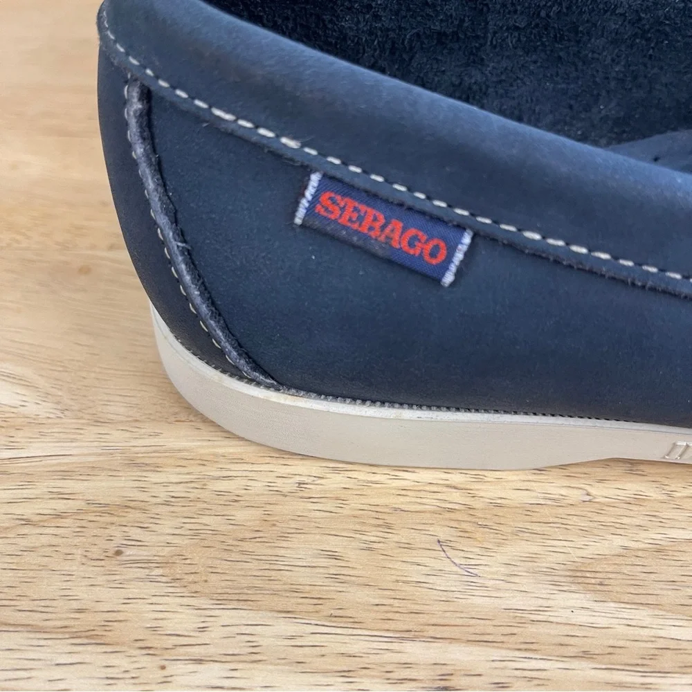 Sebago Docksides Men's Navy Blue and White Boat Shoes Loafers Size 11N